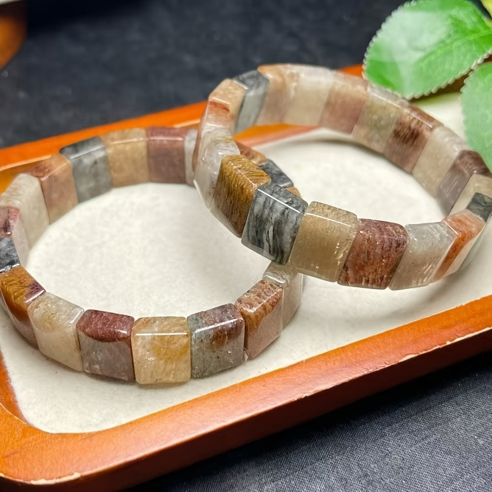 Custom Natural Mixed-Color Rutilated Quartz Bangle Bracelet