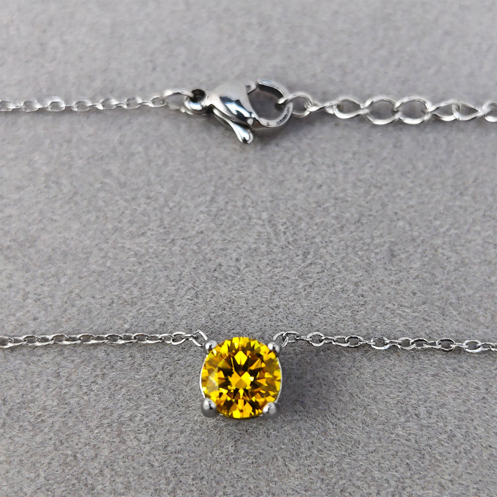 Custom Citrine Solitaire Pendant Necklace