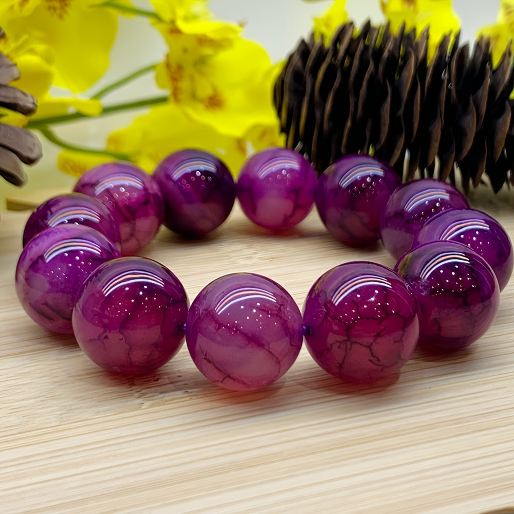 Custom Magenta Agate Beaded Bracelet