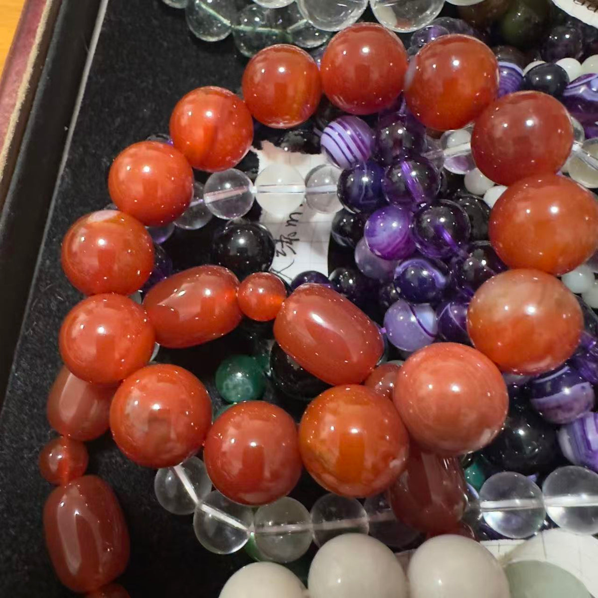 Custom Red Agate Beaded Bracelet