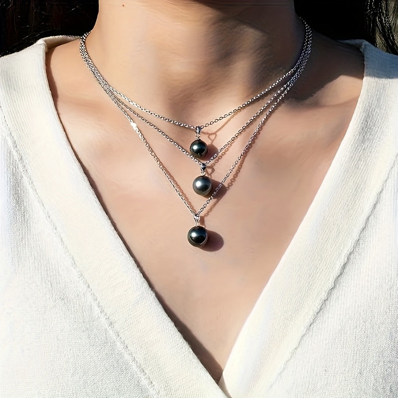 Custom Tahitian Black Pearl Pendant Necklace