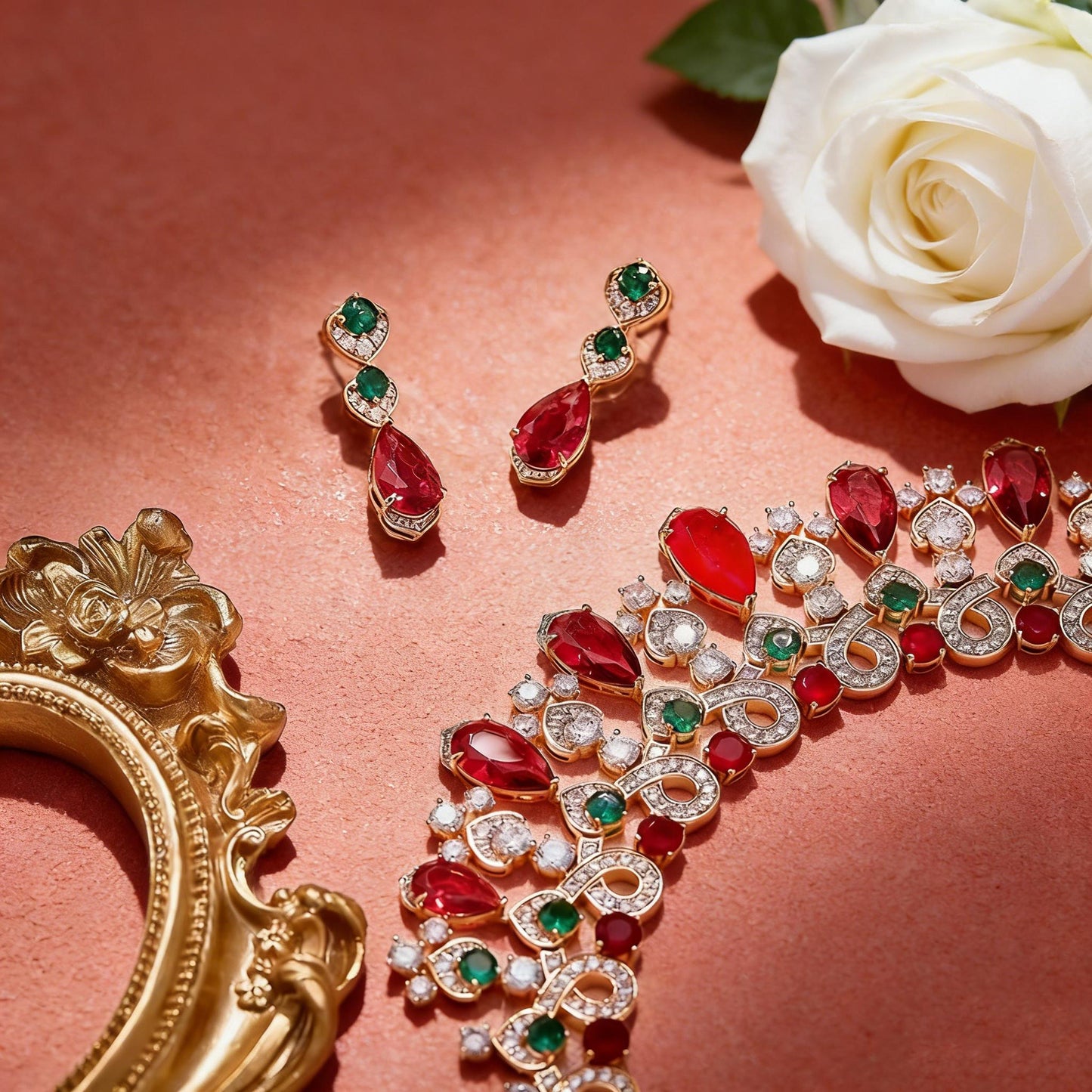Custom Multi-Gemstone Red & Green Statement Jewelry Set