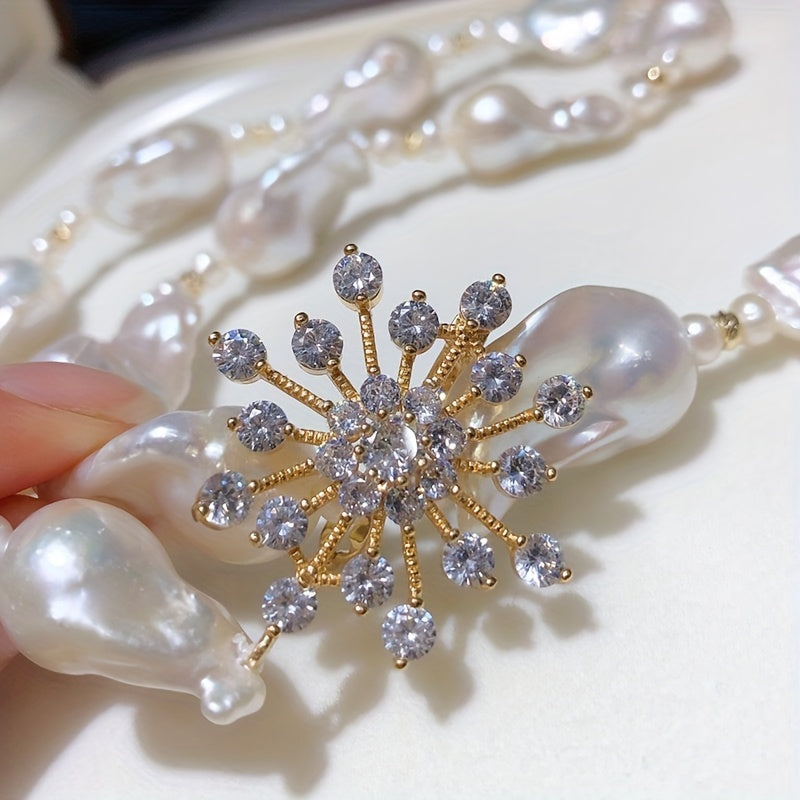 Custom Baroque Pearl Starburst Jewelry Set: Necklace & Earrings