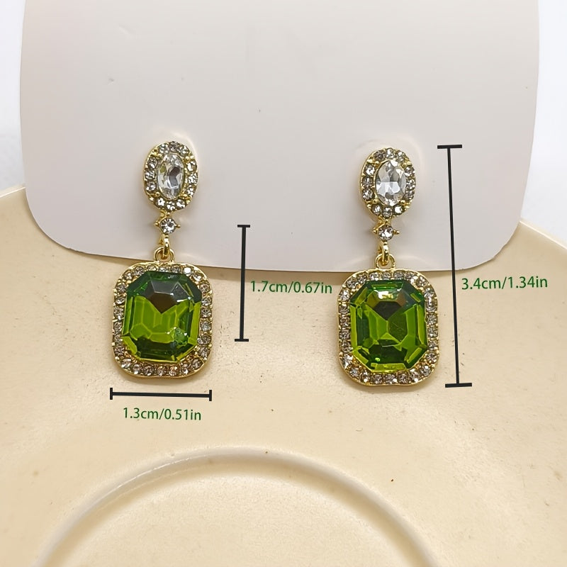 Vintage Glam Emerald Green Crystal Drop Earrings