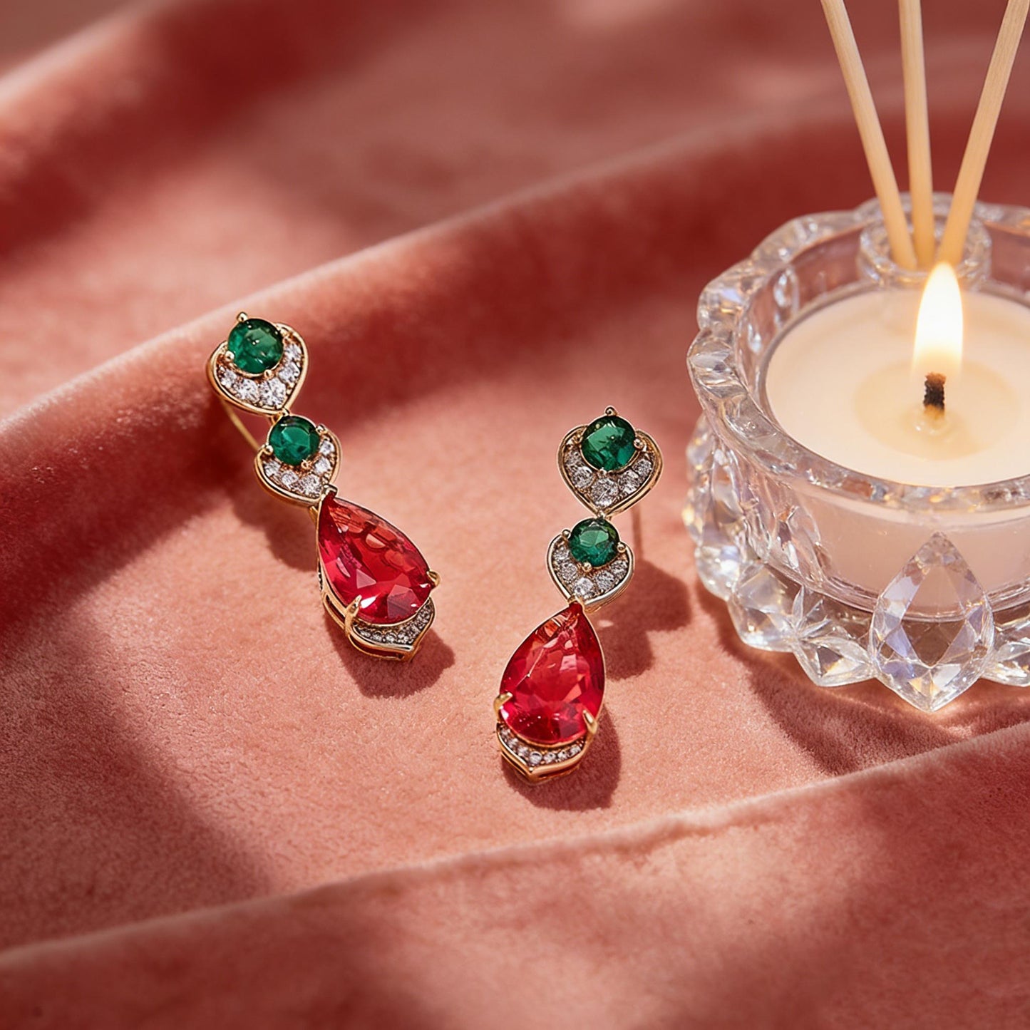 Custom Multi-Gemstone Red & Green Statement Jewelry Set