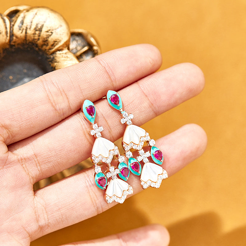 Custom Multi-Gemstone Fan-Shaped Jewelry Set