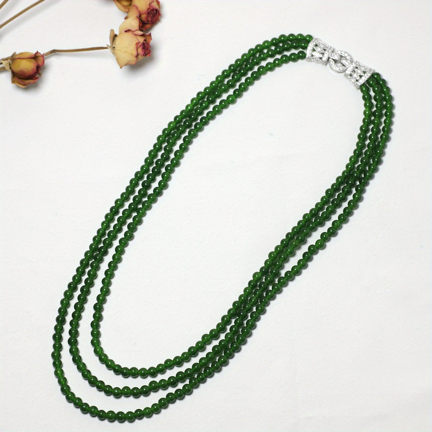 Custom Multi-Strand Green Beaded Necklace