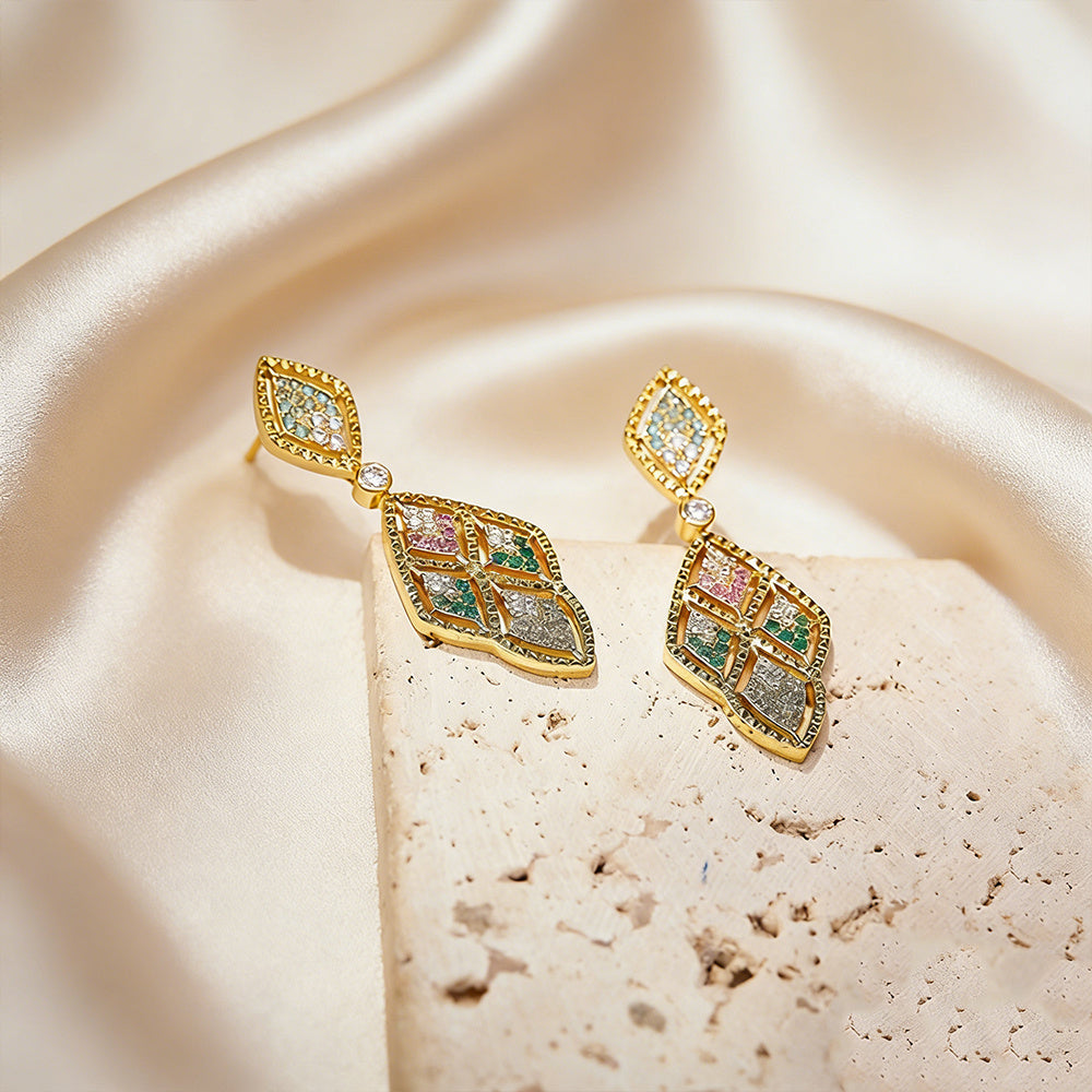 Custom Multi-Color Pave Gemstone Gold Jewelry Set