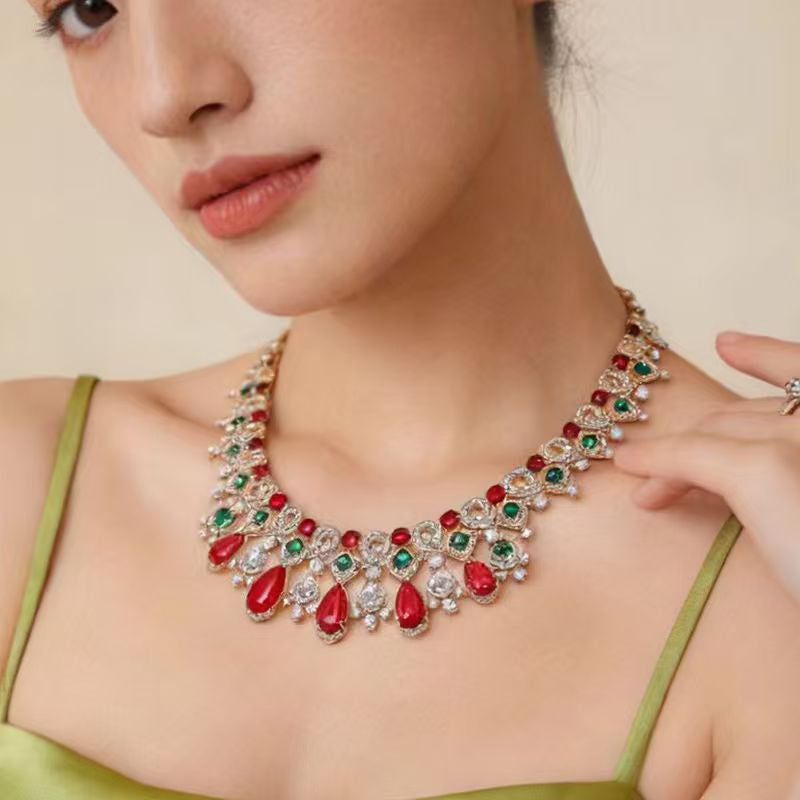 Custom Multi-Gemstone Red & Green Statement Jewelry Set