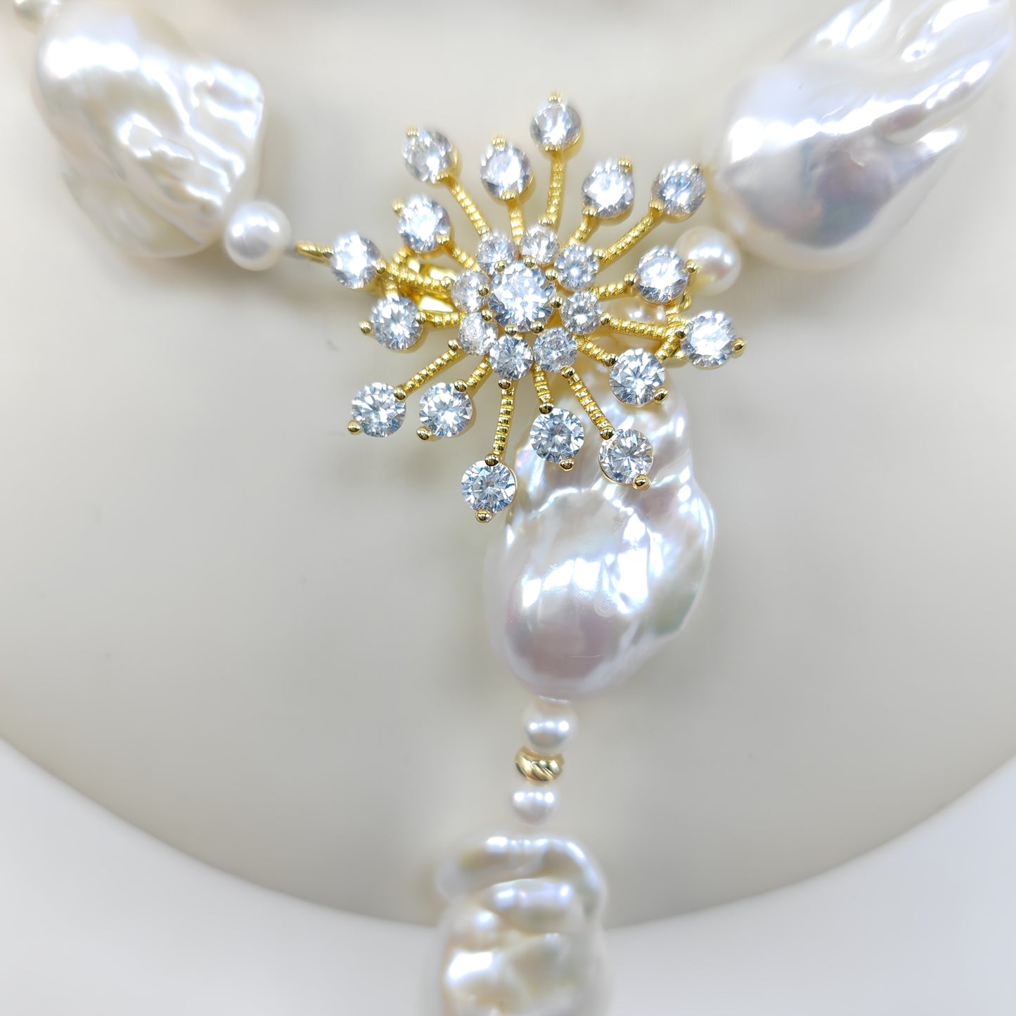 Custom Baroque Pearl Starburst Jewelry Set: Necklace & Earrings
