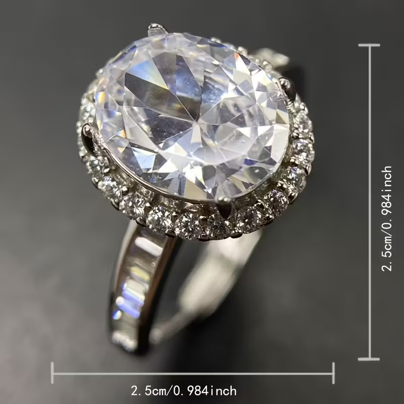 Elegant 925 Silver Wedding Band with 8x10 Cubic Zirconia