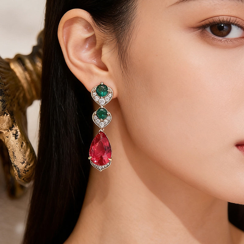 Custom Multi-Gemstone Red & Green Statement Jewelry Set