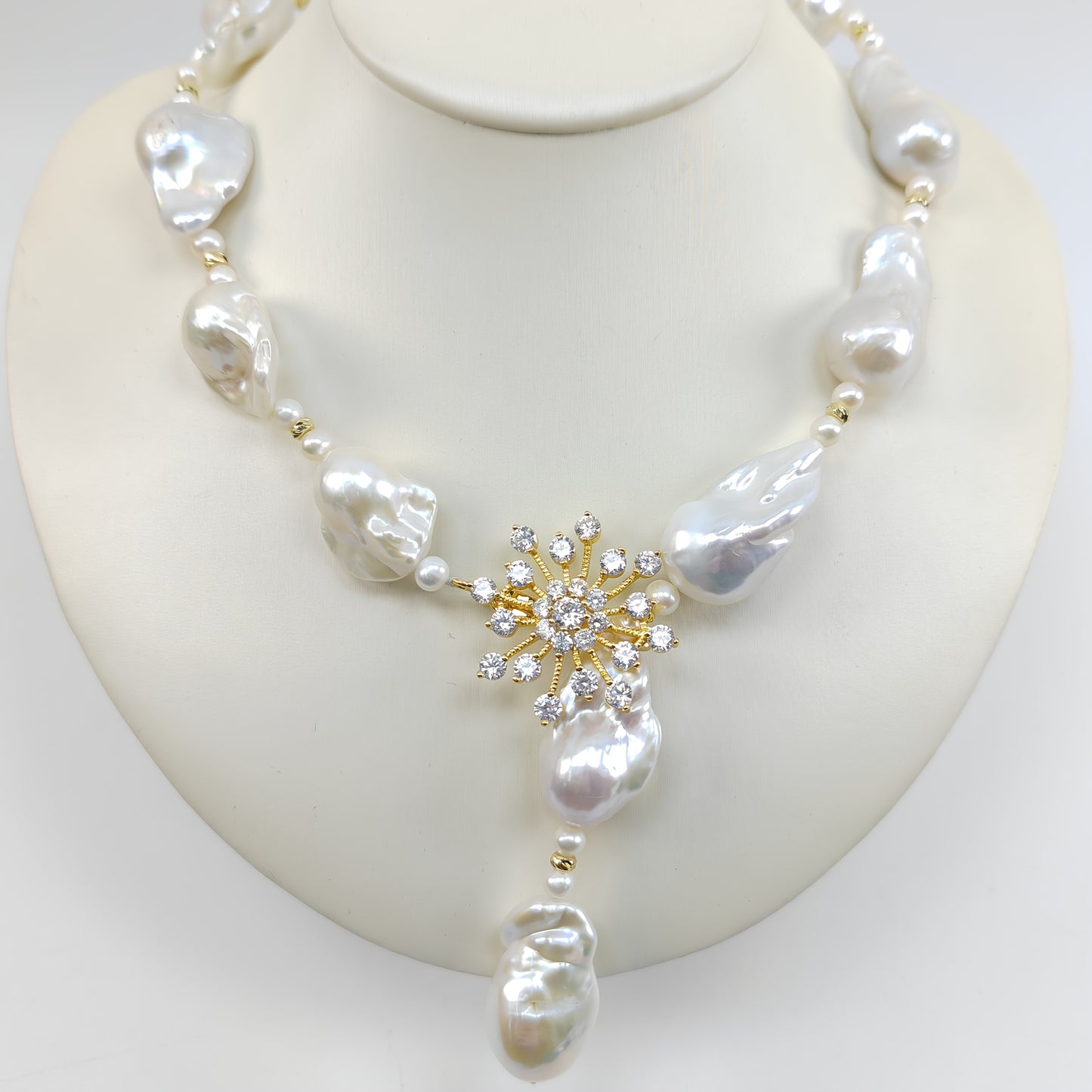 Custom Baroque Pearl Starburst Jewelry Set: Necklace & Earrings
