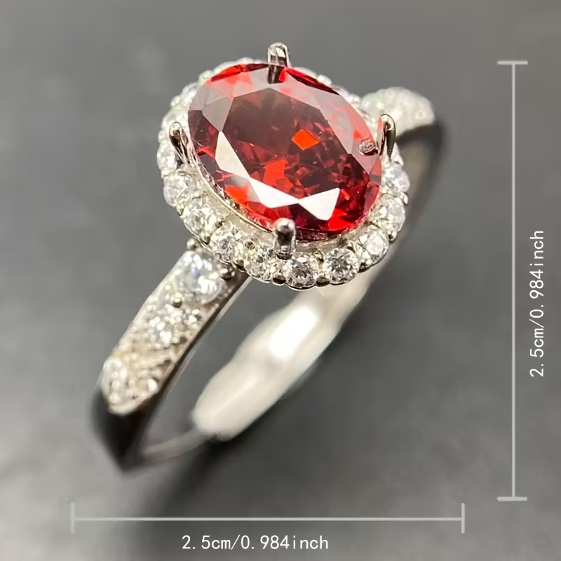 3.3g Classic Design Ring, S95 Sterling Silver Band with 8x10 Carat Gemstone, Adjustable Size