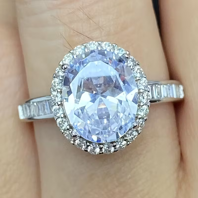 Elegant 925 Silver Wedding Band with 8x10 Cubic Zirconia