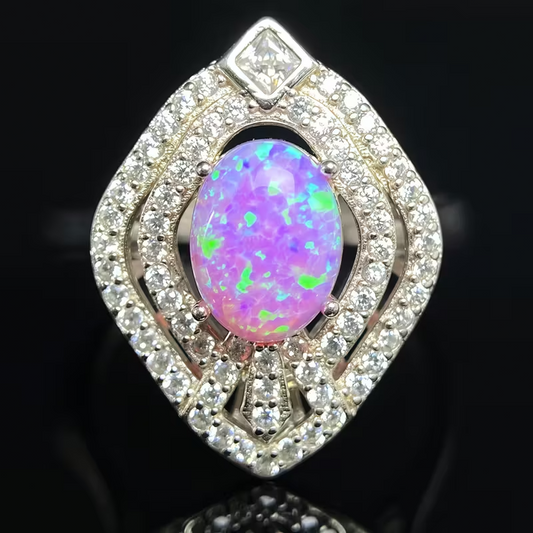 A Stunning Phoenix Design 925 Silver Pink Opal Ring