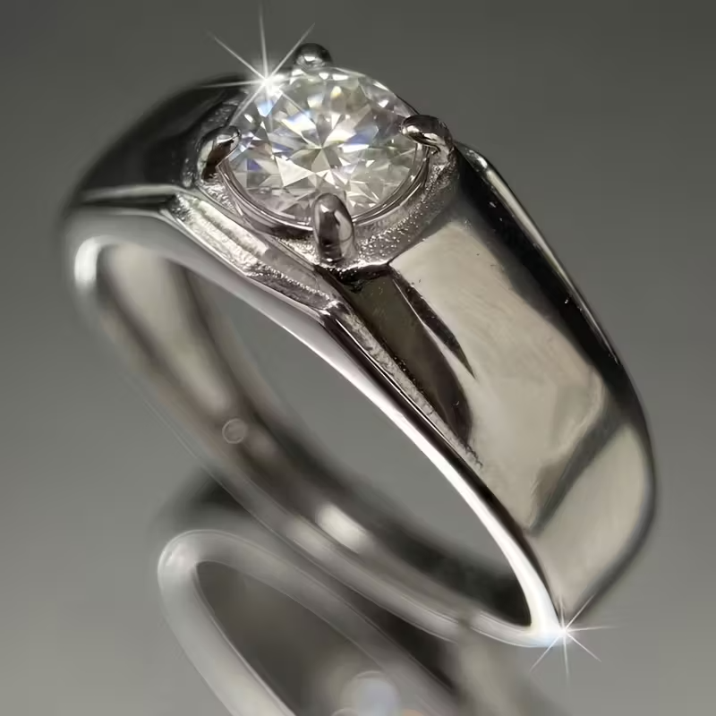 Heavy S925 Sterling Silvery Moissanite Ring