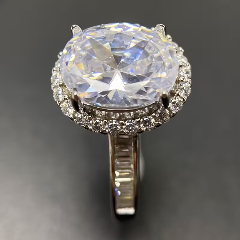 Elegant 925 Silver Wedding Band with 8x10 Cubic Zirconia