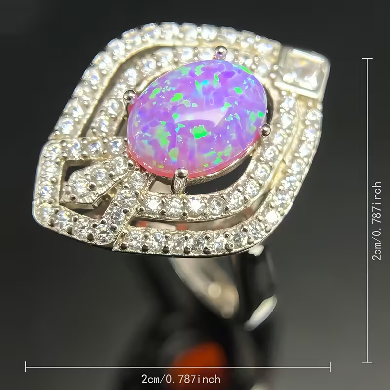 A Stunning Phoenix Design 925 Silver Pink Opal Ring