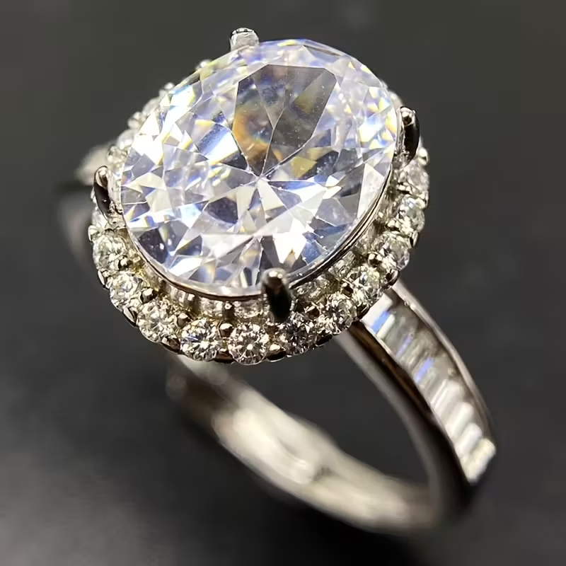 Elegant 925 Silver Wedding Band with 8x10 Cubic Zirconia