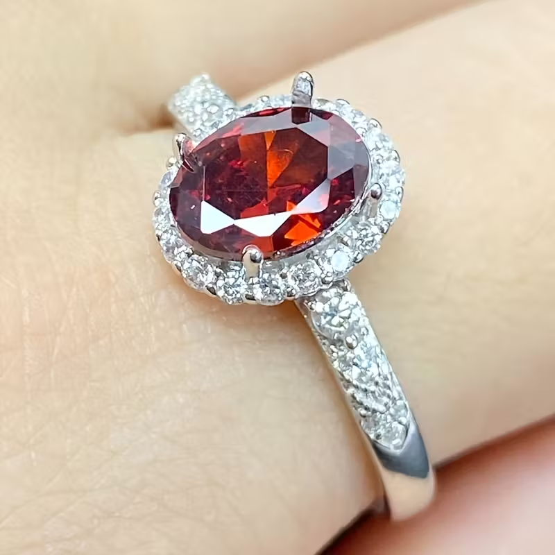 3.3g Classic Design Ring, S95 Sterling Silver Band with 8x10 Carat Gemstone, Adjustable Size