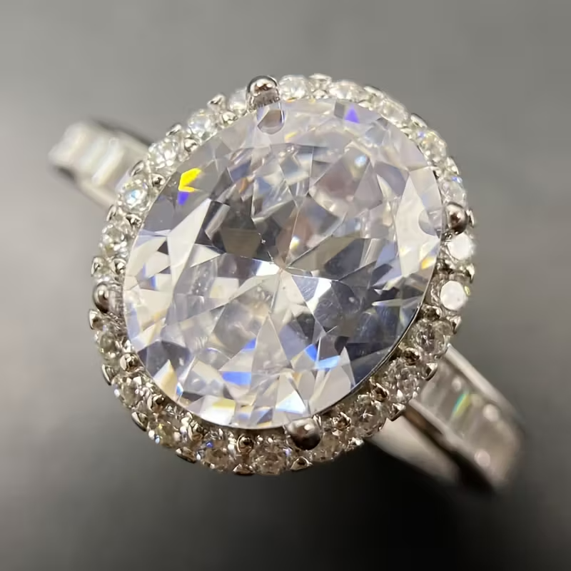 Elegant 925 Silver Wedding Band with 8x10 Cubic Zirconia