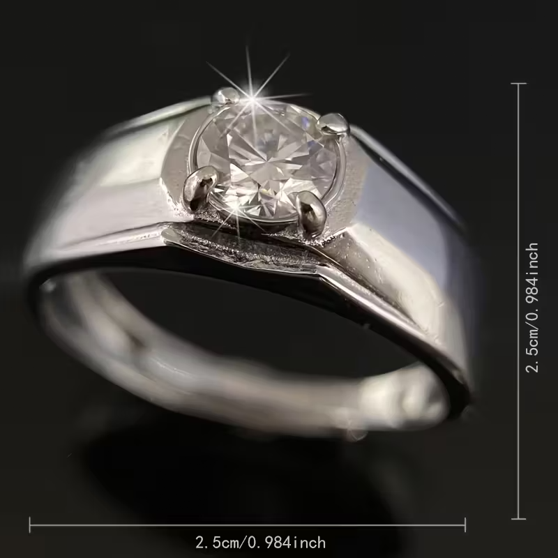 Heavy S925 Sterling Silvery Moissanite Ring